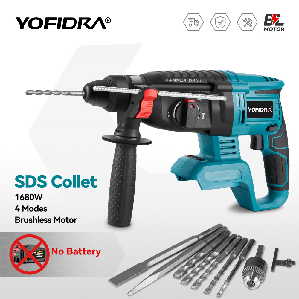 Rotary Hammer Drill 26Mm - YOFIDRA 26MM Brushless Electric Hammer Drill