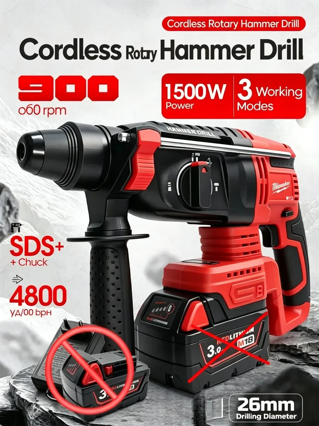 MilwaukeeM12 Cordless Rotary H - Rotary Hammer Drill 26Mm review and price