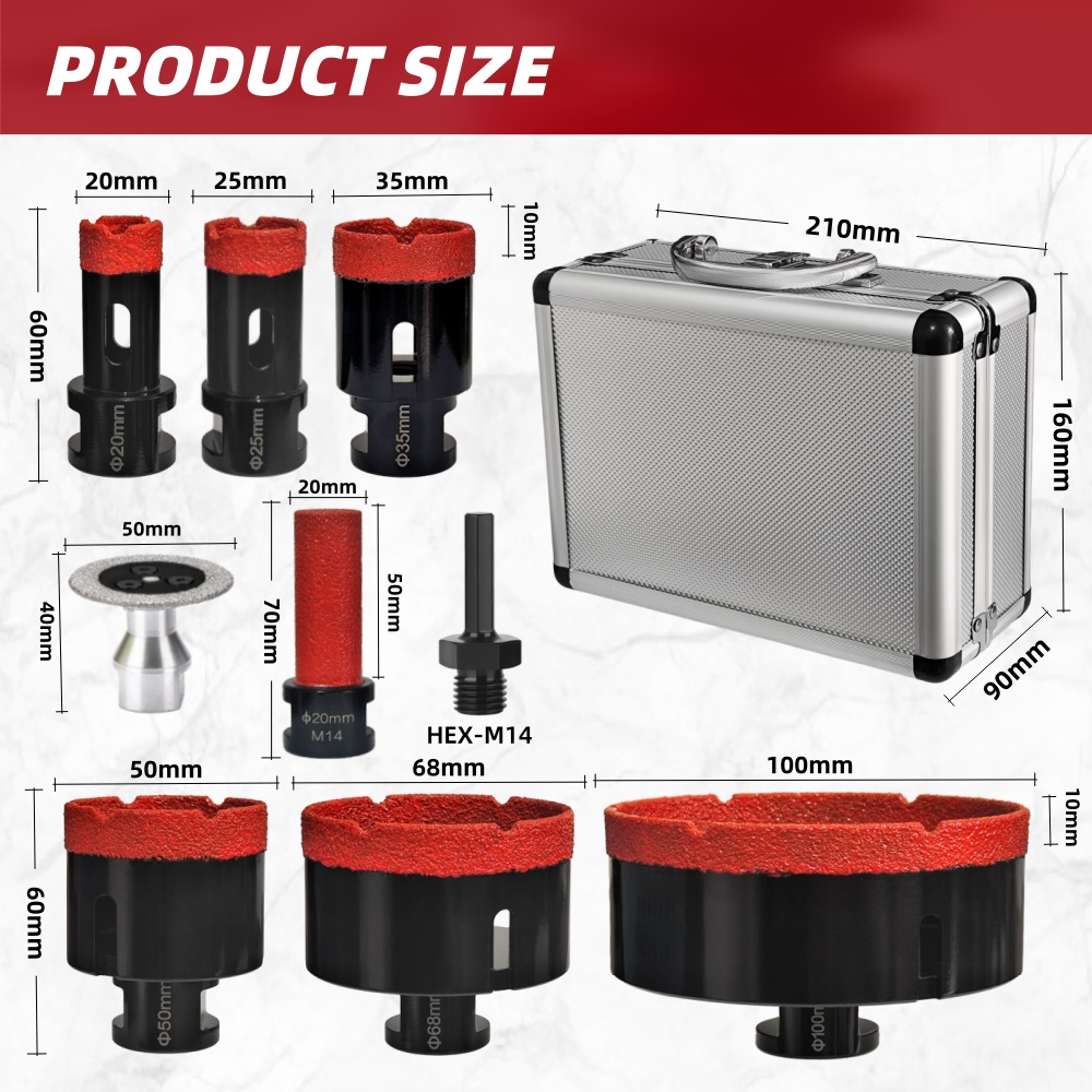8/9Pcs Diamond Drill Bits Kit  - Core Drill Bit Diamond 100Mm review and price