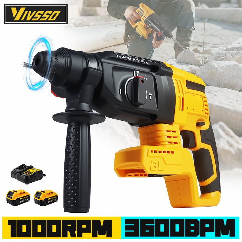 VIVSSO Electric Brushless Rota - Cordless Rotary Hammer 20V Brushless review and price