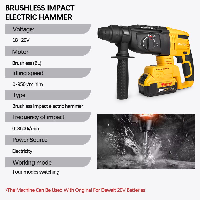 26MM Brushless Electric Hammer - Cordless Rotary Hammer 20V Brushless review and price