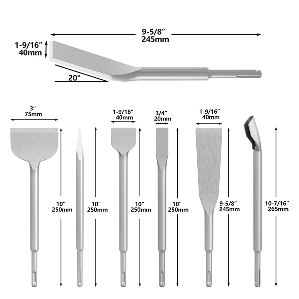 7Pcs Chisel Set SDS Plus Rotar - Rotary Hammer Chisel Bit Flat review and price